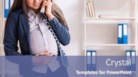  Presentation with pregnant woman - Presentation theme with young-pregnant-woman-working background and a ocean colored foreground