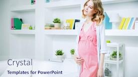  Presentation with motherhood - Slides featuring young pregnant woman in the home interior pregnancy and motherhood fashion for pregnant women background and a sky blue colored foreground