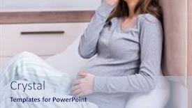  Presentation with pregnant woman - PPT theme having young-pregnant-woman background and a light blue colored foreground