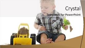  Presentation with bulldozer - PPT layouts enhanced with young preschooler loading a toy background and a light gray colored foreground