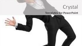  Presentation with microphone - Amazing slide deck having young-presenter-in-party-cap backdrop and a white colored foreground