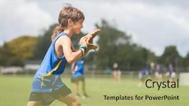  Presentation with softball - Amazing slide set having young preteen boy playing softball backdrop and a mint green colored foreground