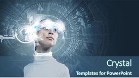  Presentation with asian - Amazing theme having cyber search - young pretty asian woman touching backdrop and a ocean colored foreground