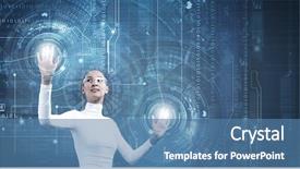  Presentation with asian - Slide deck with young-pretty-asian-woman-touching background and a teal colored foreground