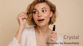  Presentation with studio - Presentation theme featuring young-pretty-blonde-woman-doing background and a coral colored foreground