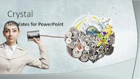  Presentation with nasa - Amazing presentation theme having young pretty businesswoman attaching tin phone to ear elements of this image are furnished by nasa backdrop and a light gray colored foreground