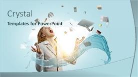  Presentation with juggling - Slides consisting of young-pretty-businesswoman-juggling background and a sky blue colored foreground