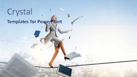  Presentation with juggling - PPT layouts consisting of young-pretty-businesswoman-juggling background and a light blue colored foreground