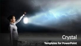  Presentation with lantern - PPT layouts enhanced with woman city crime - young pretty businesswoman with lantern background and a dark gray colored foreground