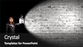  Presentation with lantern - PPT layouts featuring young pretty businesswoman with lantern in darkness background and a dark gray colored foreground