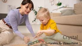  Presentation with female - Beautiful PPT theme featuring young-pretty-female-and-adorable backdrop and a coral colored foreground