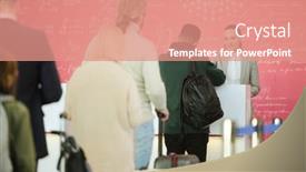  Presentation with receptionist - Presentation theme consisting of young-pretty-female-receptionist-standing background and a coral colored foreground