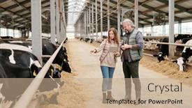  Presentation with farm - Slides featuring young-pretty-female-worker background and a coral colored foreground