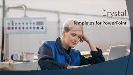  Presentation with young plant - PPT theme consisting of young-pretty-female-worker background and a lemonade colored foreground