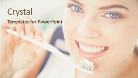  Presentation with oral hygiene - PPT theme with young pretty girl maintaining oral background and a lemonade colored foreground