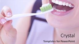  Presentation with oral hygiene - Audience pleasing presentation theme consisting of orally - young pretty girl maintaining oral backdrop and a sky blue colored foreground