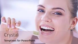  Presentation with oral hygiene - Amazing presentation theme having young-pretty-girl-maintaining-oral backdrop and a coral colored foreground