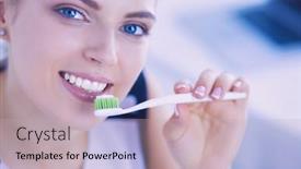  Presentation with pretty girl - Presentation theme enhanced with young-pretty-girl-maintaining-oral background and a soft green colored foreground