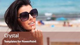 Presentation with pretty girl - Beautiful PPT theme featuring young pretty girl wearing sunglasses backdrop and a tawny brown colored foreground