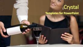  Presentation with restaurant waiter - Slide deck enhanced with young pretty lady at the restaurant waiter pouring wine in a glass background and a tawny brown colored foreground