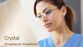  Presentation with medical worker - Presentation design enhanced with young pretty medical worker looking background and a lemonade colored foreground