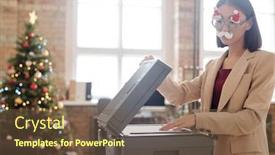  Presentation with xerox - Cool new slides with young-pretty-secretary-in-xmas backdrop and a tawny brown colored foreground