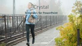  Presentation with autumn morning - Cool new PPT layouts with young-pretty-sportswoman-in-activewear backdrop and a sky blue colored foreground