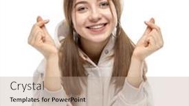  Presentation with girl teens - Presentation theme consisting of young-pretty-teenager-girl-showing background and a coral colored foreground