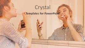  Presentation with teeth - Slides with young-pretty-woman-brushing-teeth background and a lemonade colored foreground