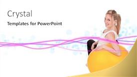  Presentation with motion design - Slide deck having young pretty woman doing body training with blur motion lines design isolated on white background background and a white colored foreground
