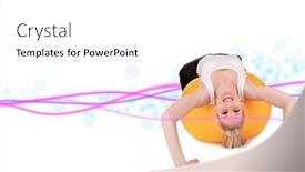  Presentation with motion design - Beautiful presentation theme featuring young pretty woman doing body training with blur motion lines design isolated on white background backdrop and a white colored foreground