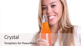  Presentation with soda - Presentation enhanced with young pretty woman drink a soda background and a lemonade colored foreground