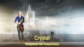  Presentation with woman engineer - Audience pleasing presentation theme consisting of young pretty woman engineer with tool belt on waist backdrop and a tawny brown colored foreground