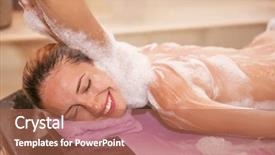  Presentation with foam - Presentation featuring young pretty woman having foam background and a red colored foreground