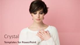  Presentation with chest - PPT theme consisting of young-pretty-woman-holding-hands background and a lemonade colored foreground