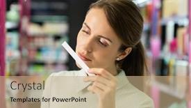  Presentation with beauty shop - Beautiful PPT layouts featuring young-pretty-woman-in-elegant backdrop and a coral colored foreground