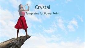  Presentation with flute - Slides featuring young pretty woman in red dress playing flute background and a light blue colored foreground