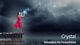  Presentation with flute - PPT layouts featuring young pretty woman in red dress playing flute background and a wine colored foreground