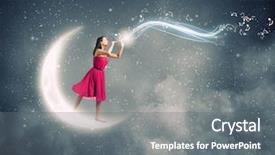  Presentation with flute - Theme consisting of young pretty woman in red dress playing flute background and a gray colored foreground