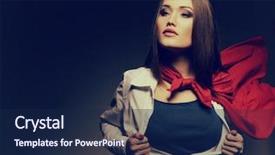  Presentation with hero woman - Presentation theme consisting of young pretty woman opening her background and a navy blue colored foreground