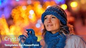  Presentation with winter - Theme featuring young-pretty-woman-outdoor background and a ocean colored foreground