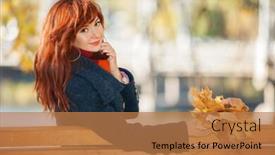  Presentation with relaxing - Cool new PPT theme with young-pretty-woman-relaxing backdrop and a coral colored foreground