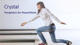  Presentation with bowling - PPT layouts with young pretty woman throwing a bowling ball background and a sky blue colored foreground