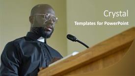  Presentation with bible - Presentation with young-priest-in-black-shirt background and a coral colored foreground