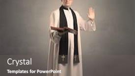  Presentation with blessing - PPT theme having young priest in giving his blessing background and a gray colored foreground