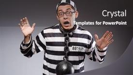  Presentation with chains - Cool new theme with young prisoner in chains against gray backdrop and a dark gray colored foreground