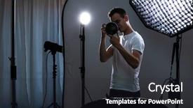  Presentation with digital image - Colorful theme enhanced with young pro photographer with digital backdrop and a wine colored foreground