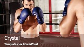  Presentation with boxers - PPT layouts consisting of fhone - young professional boxers training background and a tawny brown colored foreground
