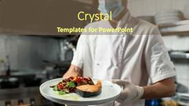  Presentation with chef - Beautiful PPT theme featuring young-professional-chef-in-white backdrop and a tawny brown colored foreground