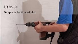  Presentation with drilling - Cool new theme with young-professional-construction-worker-drilling backdrop and a light gray colored foreground